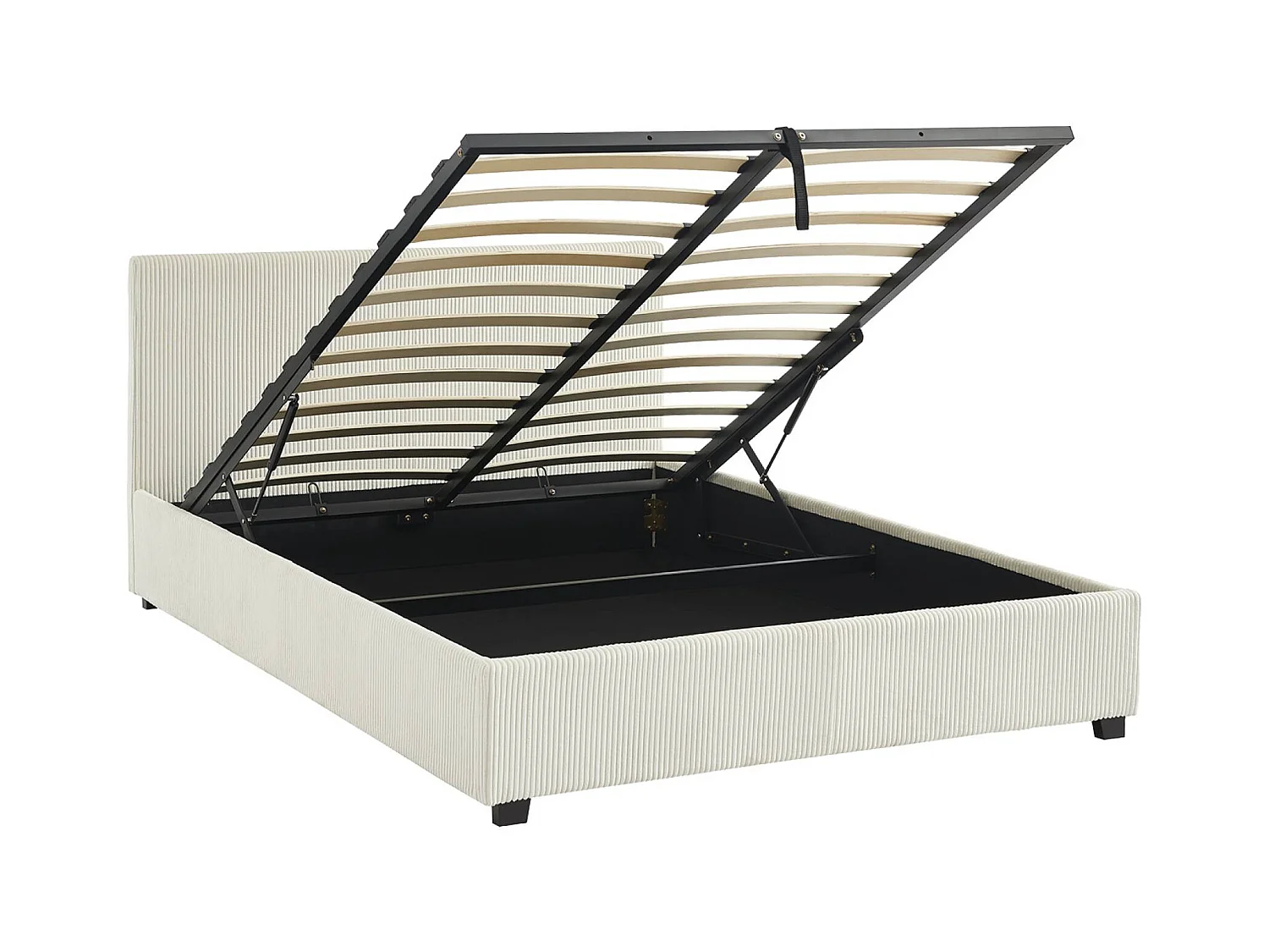 Letto a cassettone con rete a doghe 140cm, velluto a coste grosse,