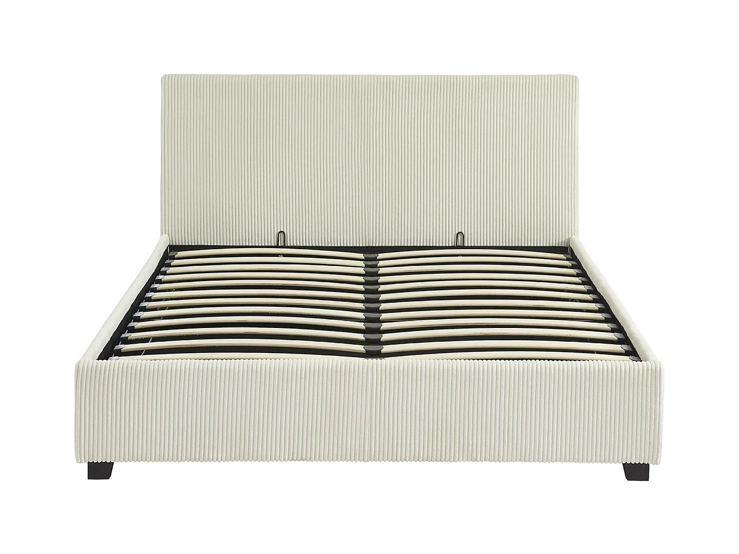 Letto a cassettone con rete a doghe 140cm, velluto a coste grosse,