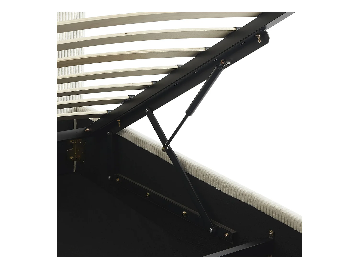 Letto a cassettone con rete a doghe 140cm, velluto a coste grosse,