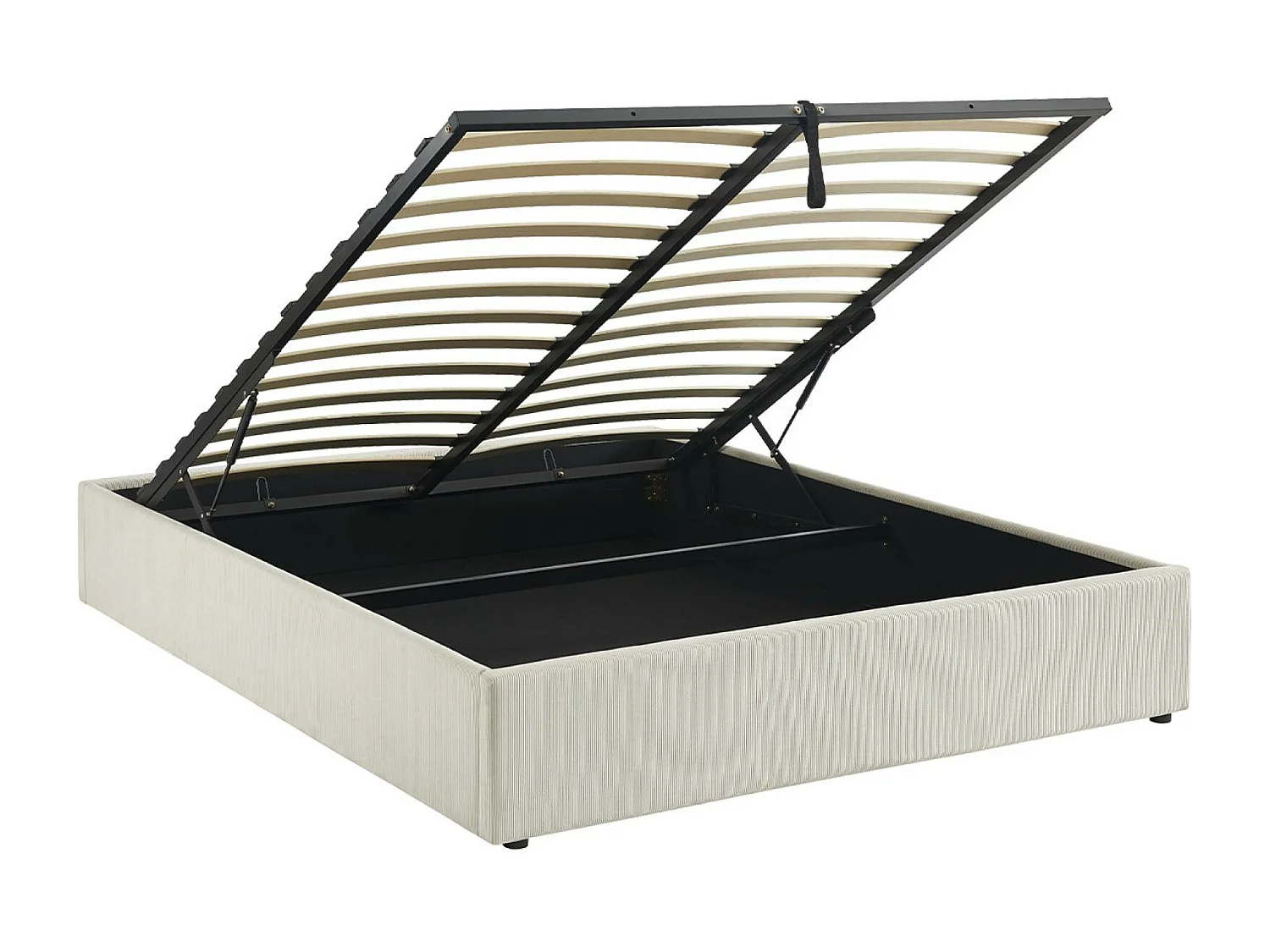 struttura letto con contenitore e rete a doghe 160cm, imbottita coste