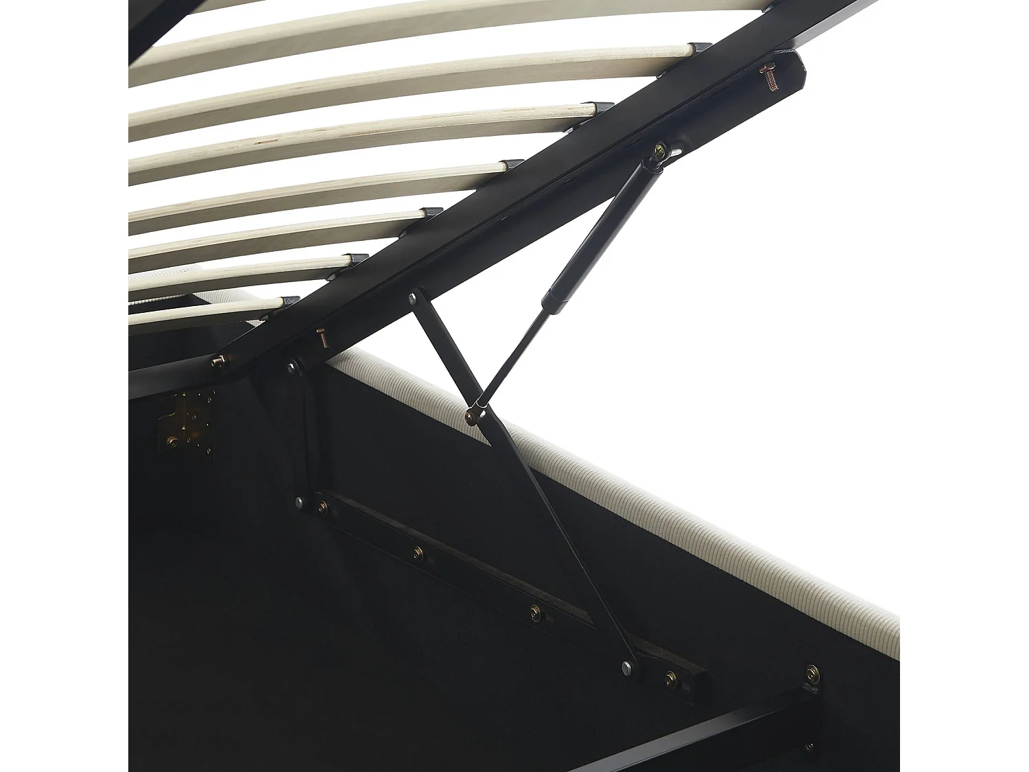 struttura letto con contenitore e rete a doghe 160cm, imbottita coste