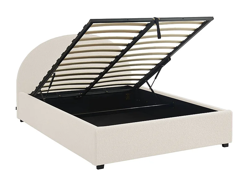 Cama con somier abatible y cabecero 140cm, acabado en borreguito