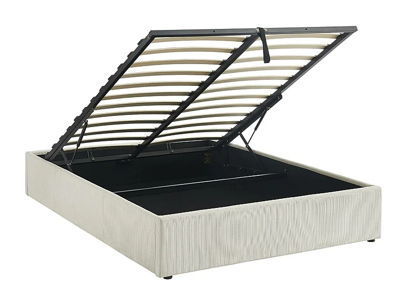 Struttura letto con contenitore e rete a doghe 140cm, imbottita coste