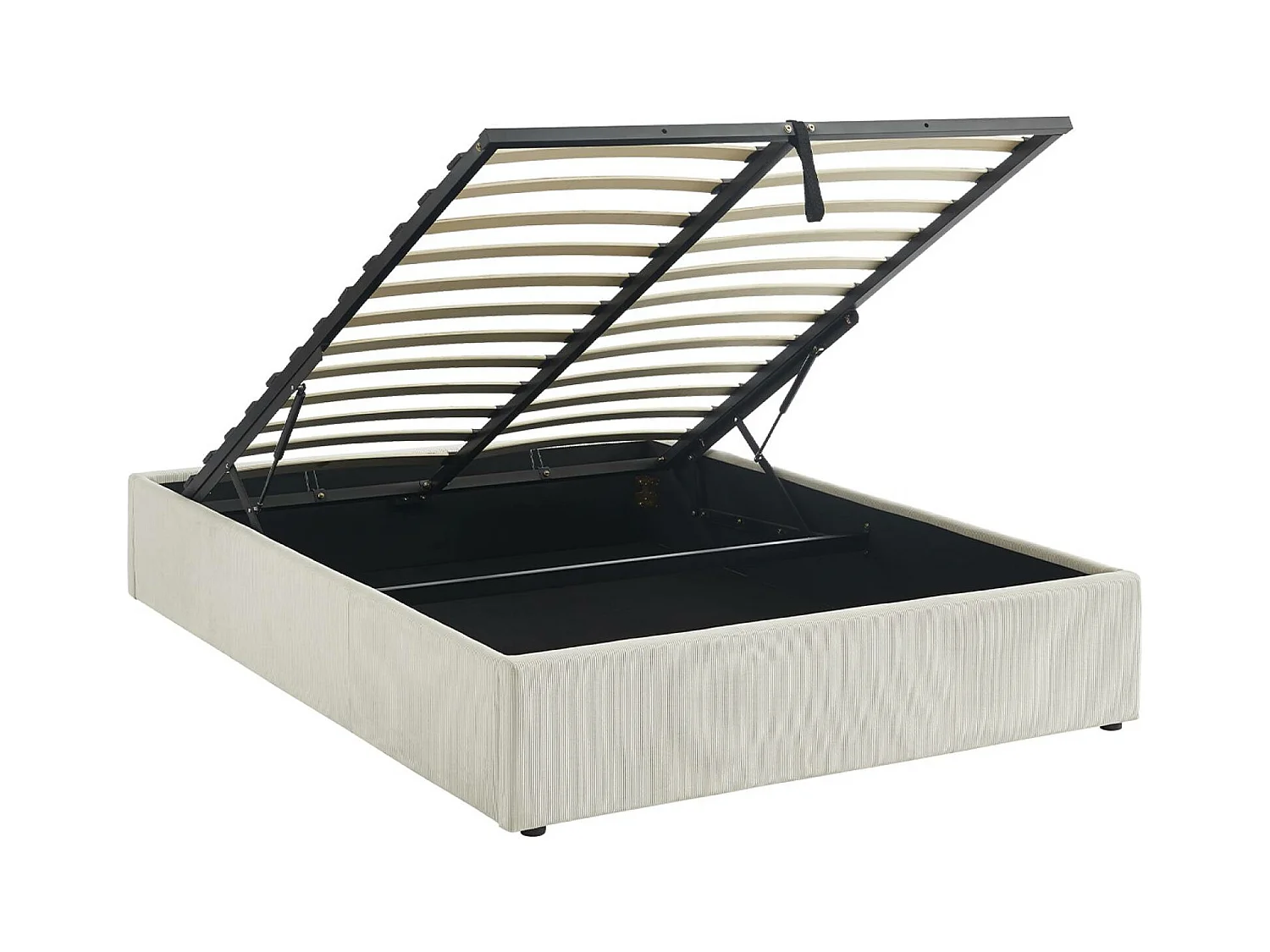 Struttura letto con contenitore e rete a doghe 140cm, imbottita coste
