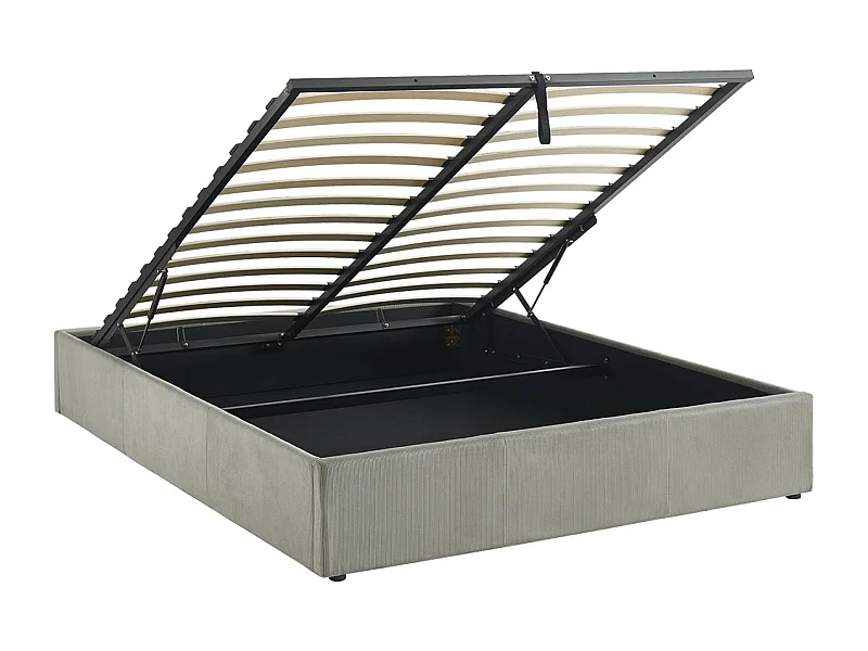 struttura letto con contenitore e rete a doghe 160cm, imbottita coste