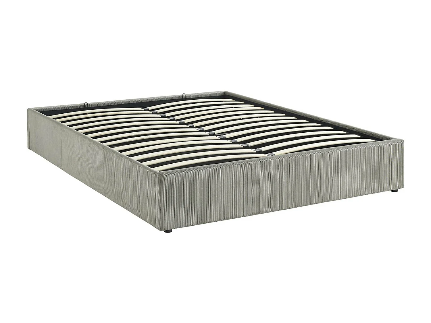 Cama con somier abatible 160cm, acabado en pana fina gris