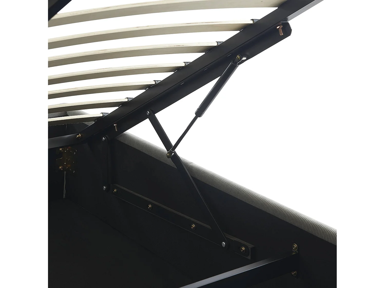 struttura letto con contenitore e rete a doghe 160cm, imbottita coste