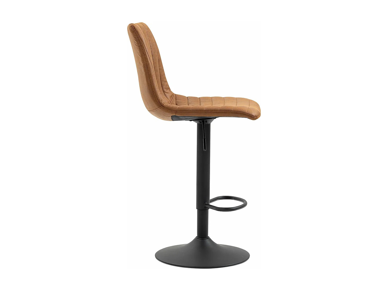 Lot de 2 tabourets de bar VENEZA chaise haute réglable en hauteur, dossier droit avec revêtement en tissu suédine de coloris brun