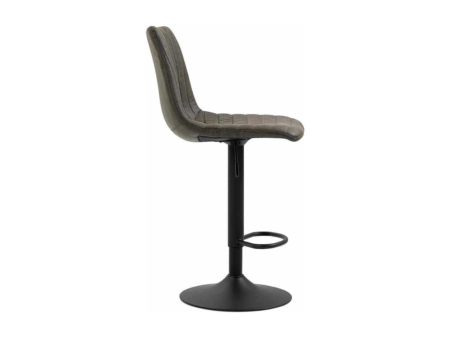 Lot de 2 tabourets de bar VENEZA chaise haute réglable en hauteur, dossier droit avec revêtement en tissu suédine de coloris gris