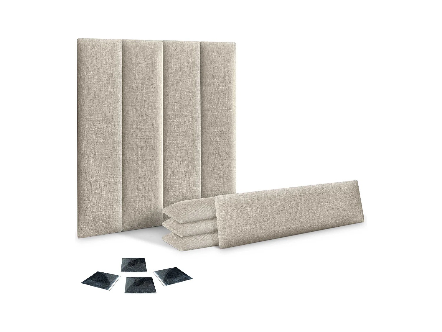 DHOME Juego de 8 Paneles Tapizados de Lino Pack Autoadhesivos para Pared Acústicos Absorbentes Protección Impactos Cabeceros (Beige, 60x30cm, x8)
