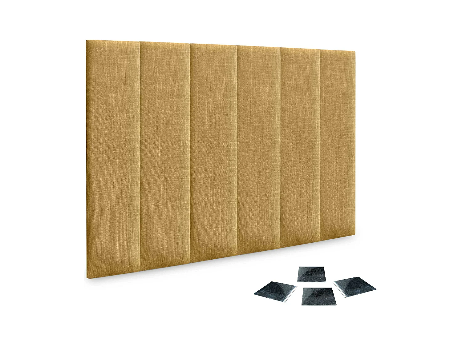 DHOME Ensemble de 6 Panneaux muraux en lin autocollants, absorption acoustique, protection contre les chocs et Têtes de Lit (Moutarde, 60x20cm, x6)