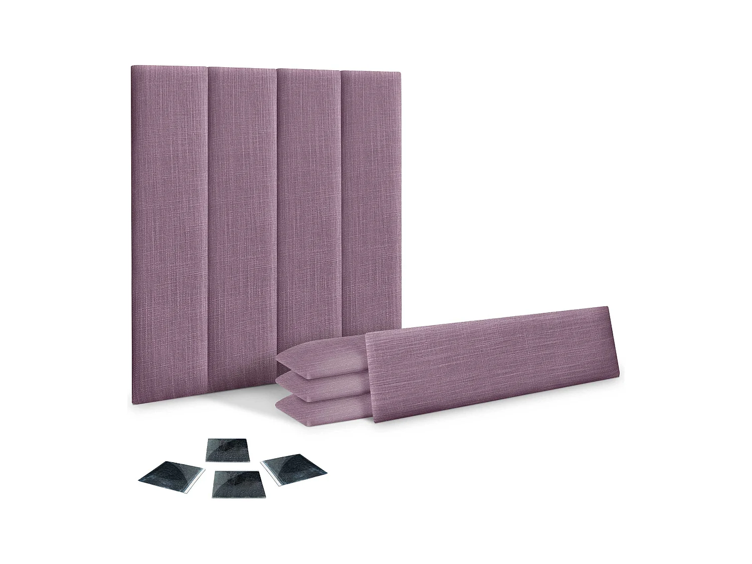 DHOME Ensemble de 8 Panneaux muraux en lin autocollants, absorption acoustique, protection contre les chocs et Têtes de Lit (Lilas, 60x20cm, x8)