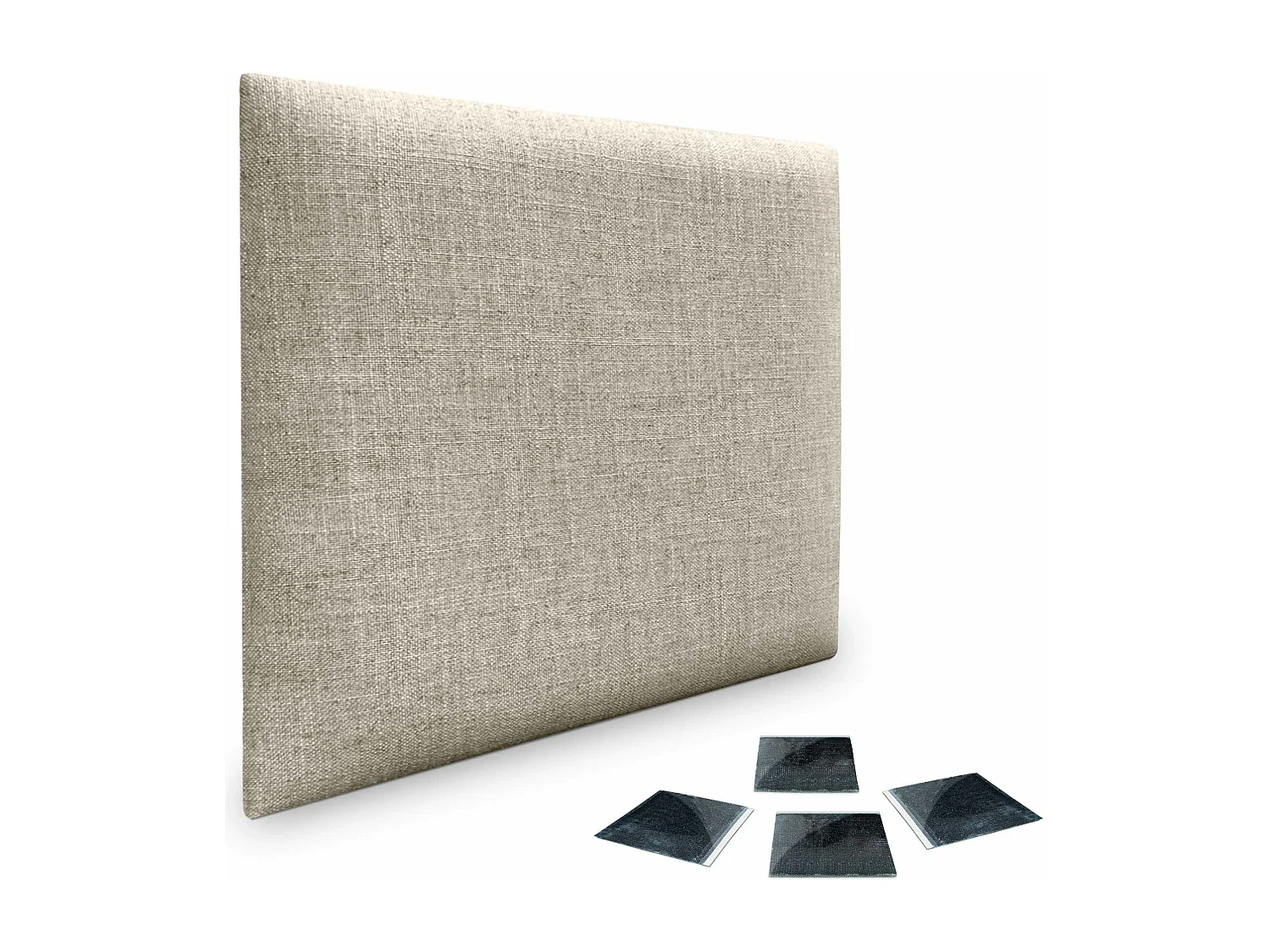 DHOME Set van 1 gestoffeerd linnen paneel – Zelfklevende wandpanelen, geluidsabsorberend, schokbescherming, hoofdbord (Beige, 60x60cm, x1)