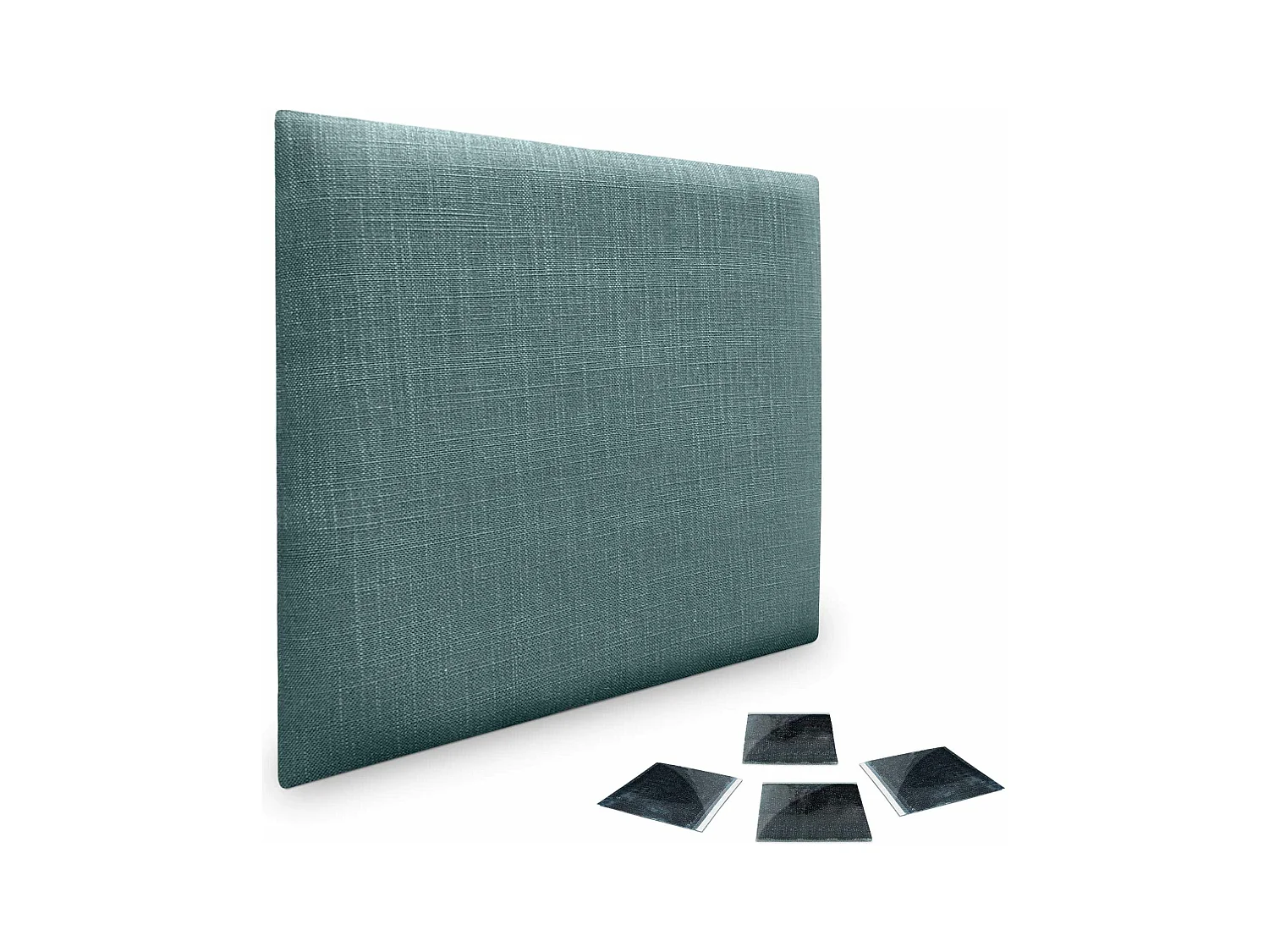 DHOME Set di 1 Pannello Rivestito in Lino Autoadesivo per Parete Fonoassorbente Protettivo dagli Impatti Testiera (Turchese, 50x50cm, x1)