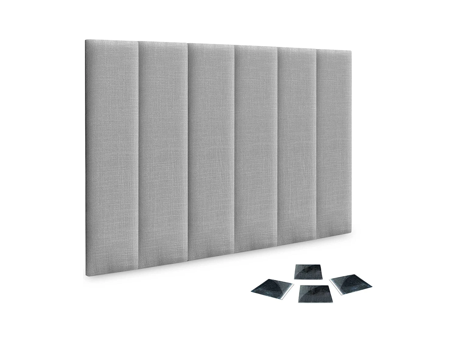 DHOME Ensemble de 6 Panneaux muraux en lin autocollants, absorption acoustique, protection contre les chocs et Têtes de Lit (Gris Clair, 60x20cm, x6)