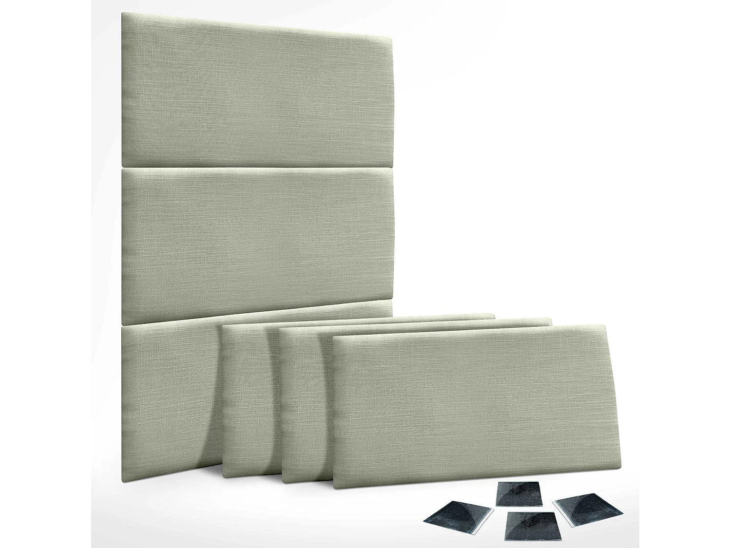 DHOME Conjunto de 6 Painéis Estofados em Linho Pack Autoadesivo para Parede Acústico Absorvente Proteção contra Impactos (Verde, 50x40cm, x6)