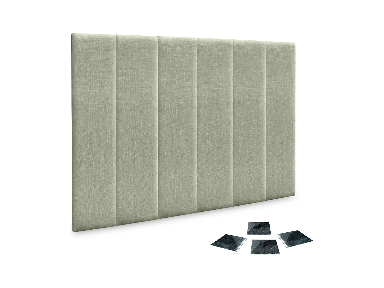 DHOME Ensemble de 6 Panneaux muraux en lin autocollants, absorption acoustique, protection contre les chocs et Têtes de Lit (Vert, 60x20cm, x6)