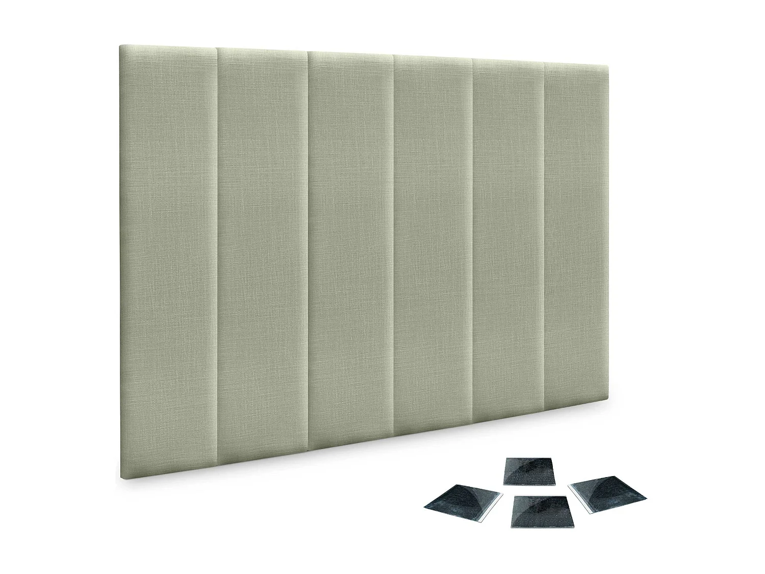 DHOME Ensemble de 6 Panneaux muraux en lin autocollants, absorption acoustique, protection contre les chocs et Têtes de Lit (Vert, 60x20cm, x6)