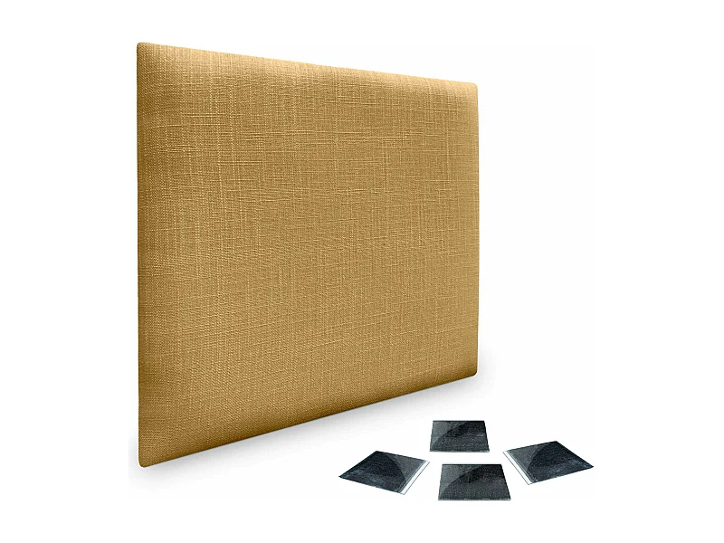 DHOME Set di 1 Pannello Rivestito in Lino Autoadesivo per Parete Fonoassorbente Protettivo dagli Impatti Testiera (Mostarda, 60x60cm, x1)