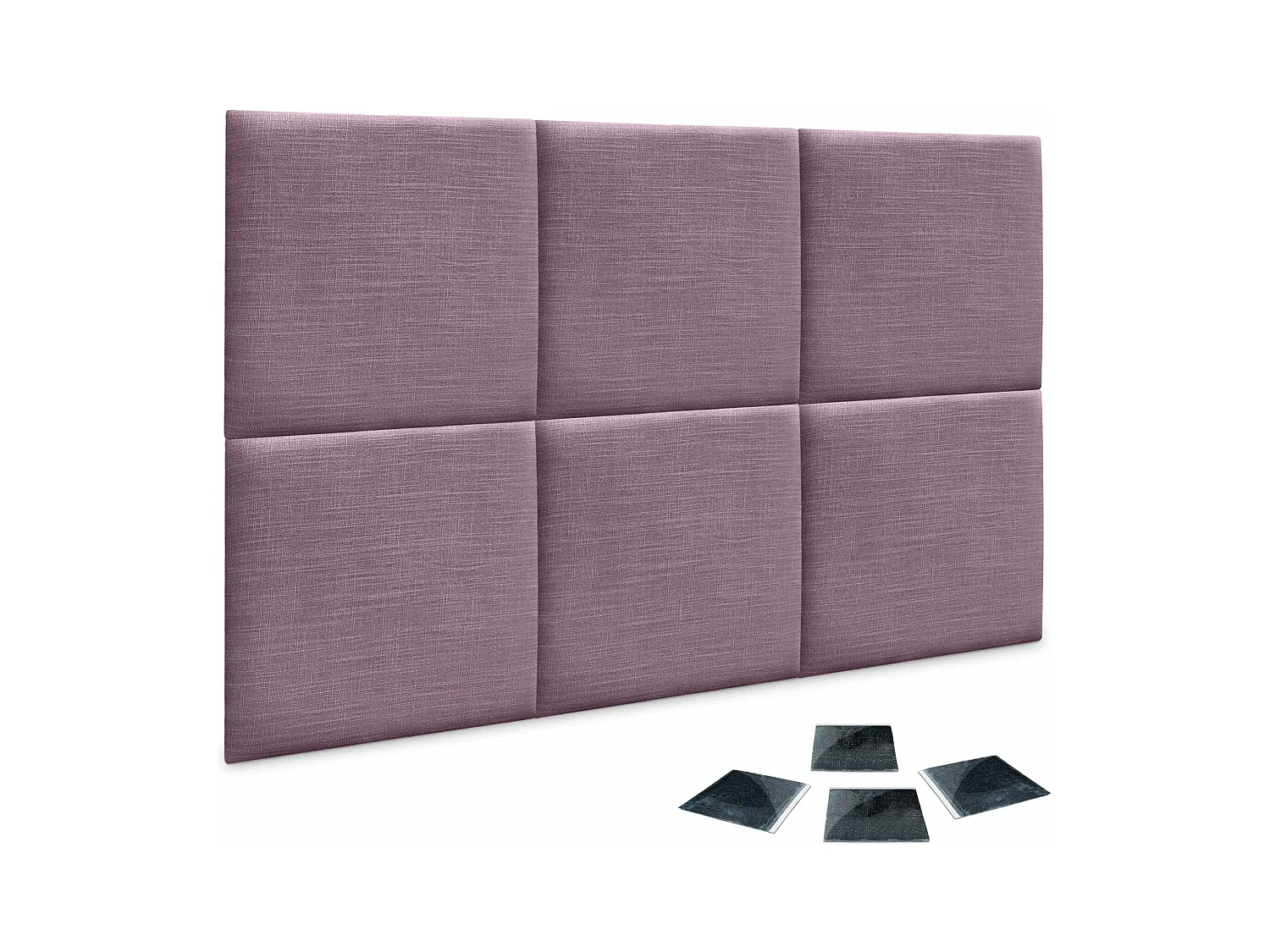 DHOME Ensemble de 6 Panneaux muraux en lin autocollants, absorption acoustique, protection contre les chocs et Têtes de Lit (Lilas, 50x50cm, x6)