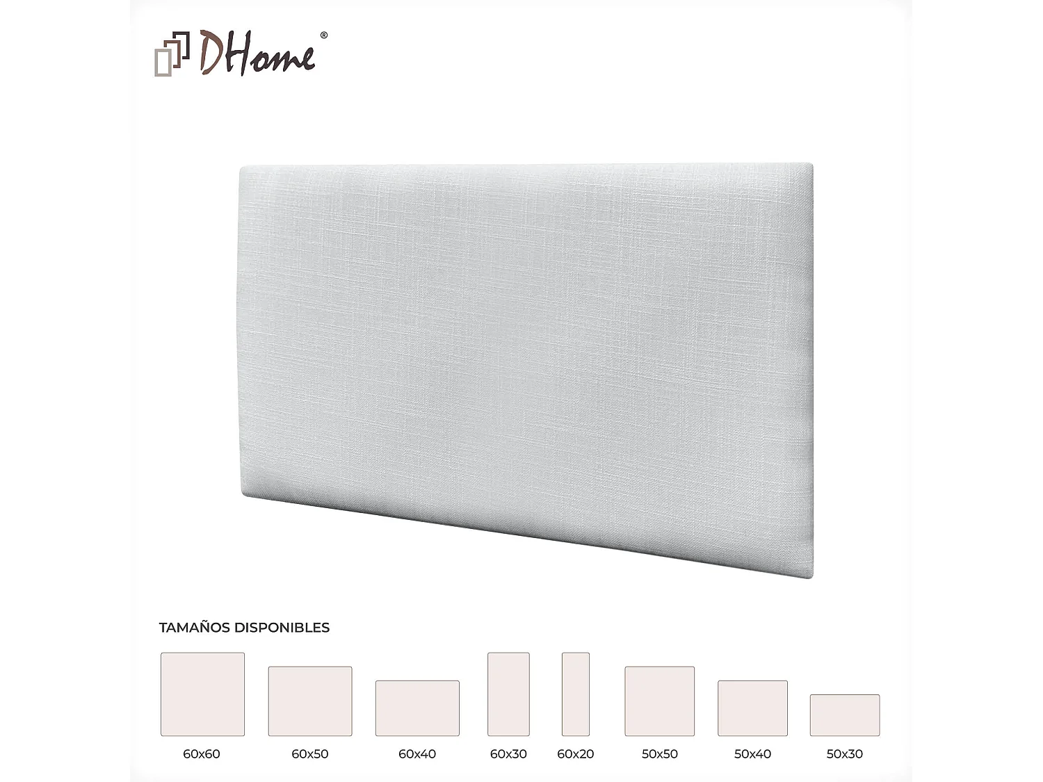 DHOME Ensemble de 1 Panneau mural en lin autocollant, absorption acoustique, protection contre les chocs et têtes de lit (Blanc, 50x40cm, x1)