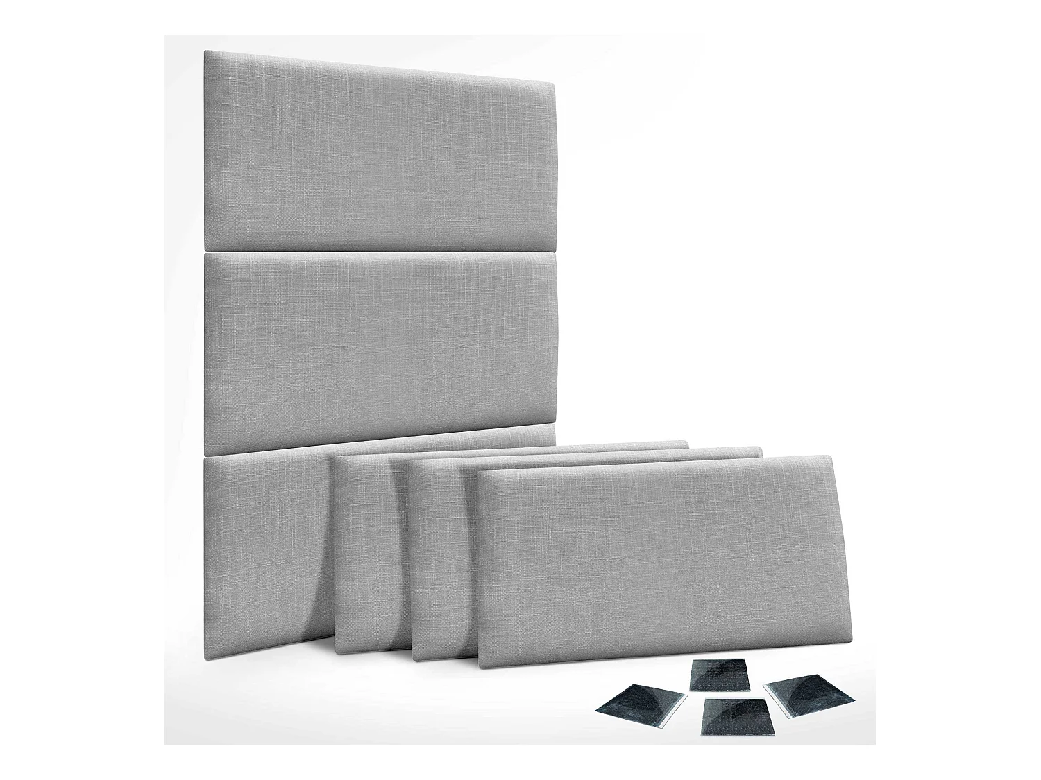 DHOME Ensemble de 6 Panneaux muraux en lin autocollants, absorption acoustique, protection contre les chocs et Têtes de Lit (Gris Clair, 50x30cm, x6)