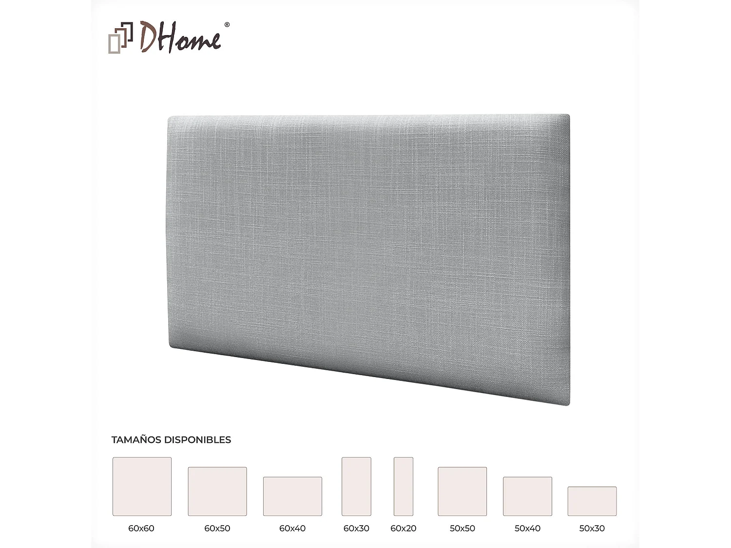 DHOME Ensemble de 6 Panneaux muraux en lin autocollants, absorption acoustique, protection contre les chocs et Têtes de Lit (Gris Clair, 50x30cm, x6)