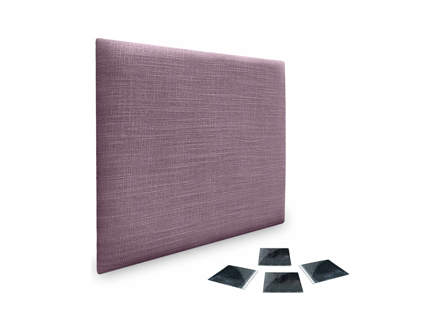 DHOME Set aus 1 mit Leinen gepolsterten selbstklebenden Paneel für Wände - Schallabsorbierend, Stoßschutz, Kopfteil-Dekoration (Lila, 50x50cm, x1)