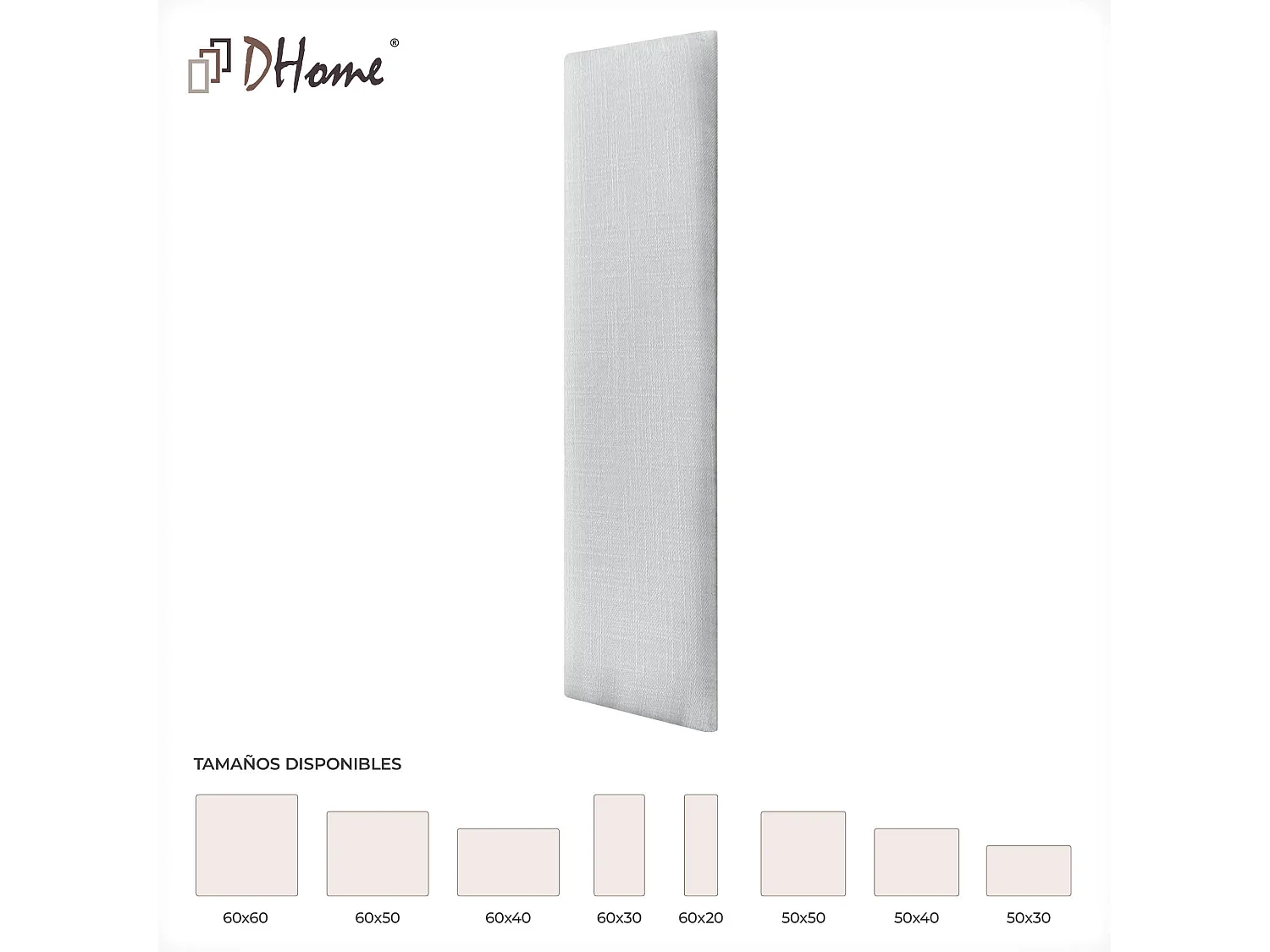 DHOME Ensemble de 6 Panneaux muraux en lin autocollants, absorption acoustique, protection contre les chocs et Têtes de Lit (Blanc, 60x20cm, x6)