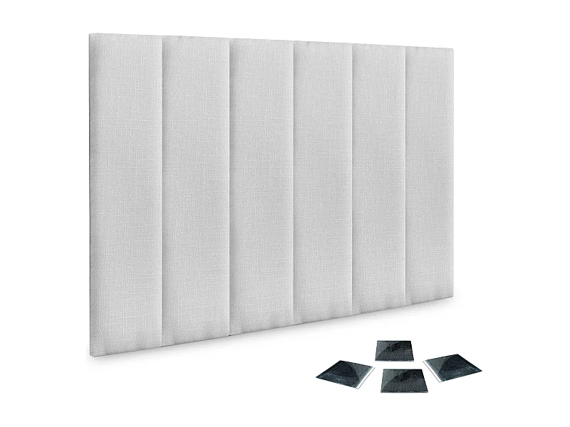 DHOME Ensemble de 6 Panneaux muraux en lin autocollants, absorption acoustique, protection contre les chocs et Têtes de Lit (Blanc, 60x20cm, x6)
