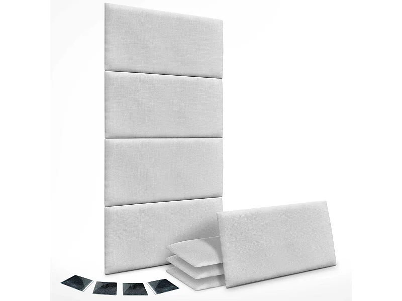 DHOME Ensemble de 8 Panneaux muraux en lin autocollants, absorption acoustique, protection contre les chocs et Têtes de Lit (Blanc, 50x40cm, x8)