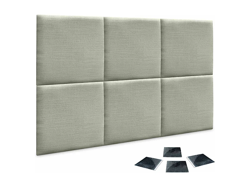 DHOME Ensemble de 6 Panneaux muraux en lin autocollants, absorption acoustique, protection contre les chocs et Têtes de Lit (Vert, 60x60cm, x6)