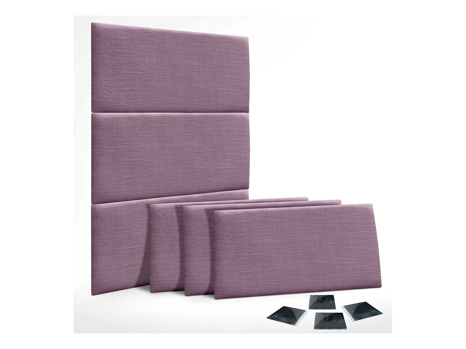 DHOME Ensemble de 6 Panneaux muraux en lin autocollants, absorption acoustique, protection contre les chocs et Têtes de Lit (Lilas, 50x30cm, x6)