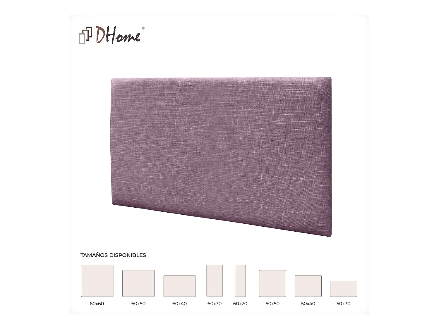 DHOME Ensemble de 6 Panneaux muraux en lin autocollants, absorption acoustique, protection contre les chocs et Têtes de Lit (Lilas, 50x30cm, x6)