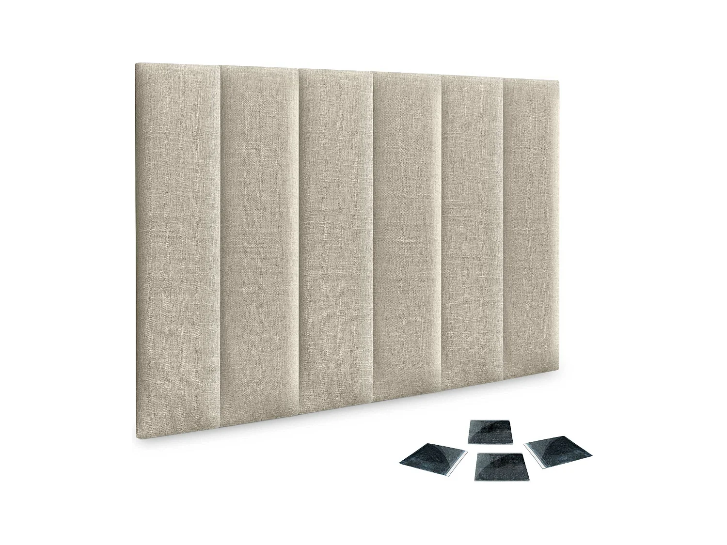 DHOME Set di 6 Pannelloi Rivestitoi in Lino Autoadesivo per Parete Fonoassorbentei Protettivoi dagli Impatti Testiera (Beige, 60x20cm, x6)