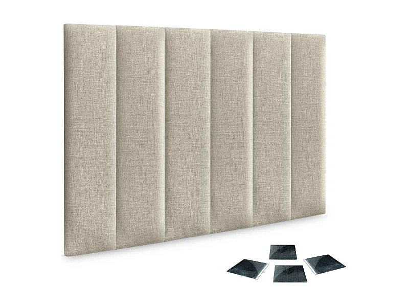 DHOME Ensemble de 6 Panneaux muraux en lin autocollants, absorption acoustique, protection contre les chocs et Têtes de Lit (Beige, 60x20cm, x6)