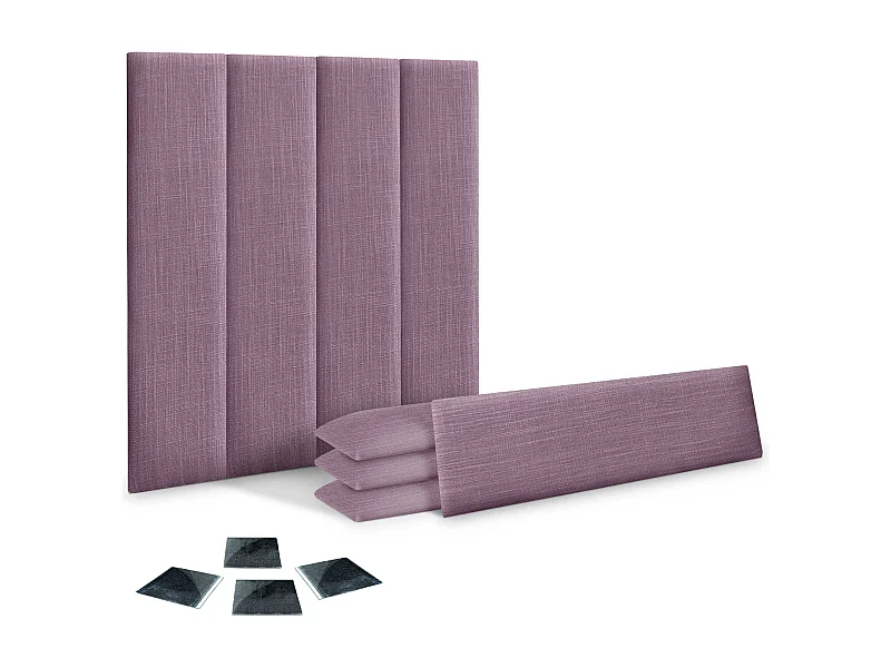 DHOME Ensemble de 8 Panneaux muraux en lin autocollants, absorption acoustique, protection contre les chocs et Têtes de Lit (Lilas, 60x30cm, x8)