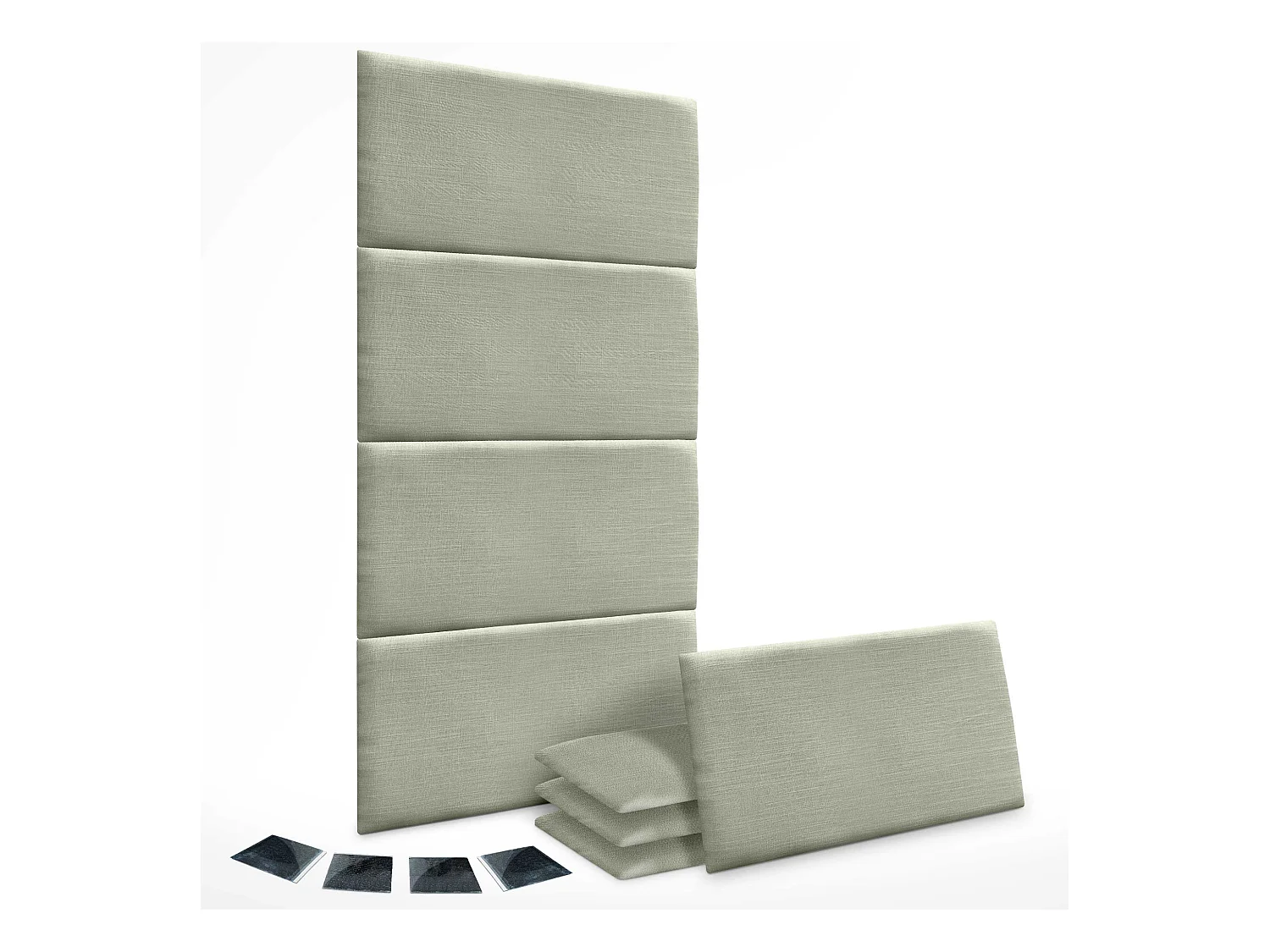 DHOME Set di 8 Pannelloi Rivestitoi in Lino Autoadesivo per Parete Fonoassorbentei Protettivoi dagli Impatti Testiera (Verde, 50x30cm, x8)