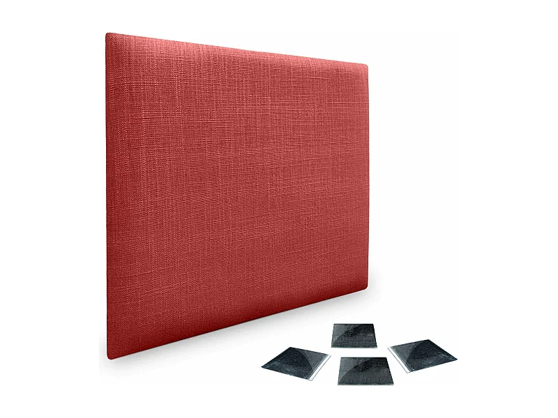 DHOME Ensemble de 1 Panneau mural en lin autocollant, absorption acoustique, protection contre les chocs et têtes de lit (Rouge, 50x50cm, x1)