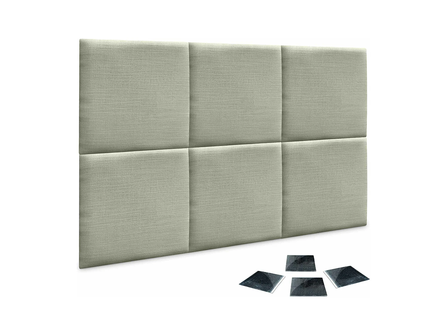 DHOME Ensemble de 6 Panneaux muraux en lin autocollants, absorption acoustique, protection contre les chocs et Têtes de Lit (Vert, 50x50cm, x6)
