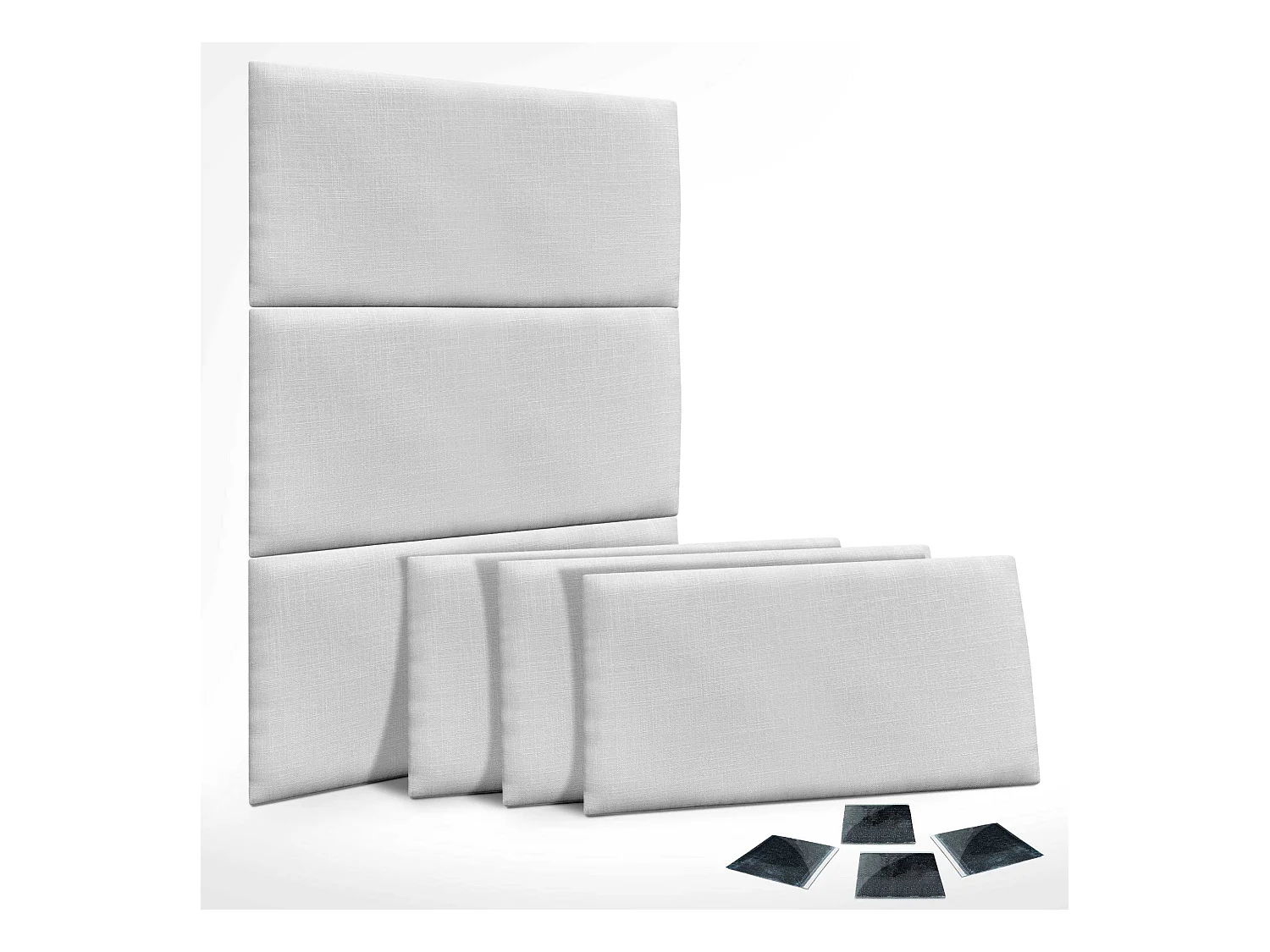 DHOME Set aus 1 mit Leinen gepolsterten selbstklebenden Paneel für Wände - Schallabsorbierend, Stoßschutz, Kopfteil-Dekoration (Weiß, 60x50cm, X6)