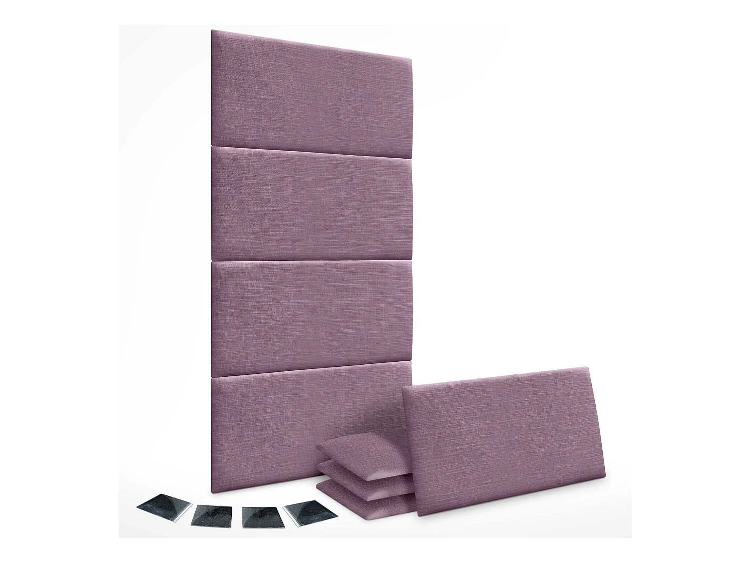 DHOME Ensemble de 8 Panneaux muraux en lin autocollants, absorption acoustique, protection contre les chocs et Têtes de Lit (Lilas, 60x40cm, x8)
