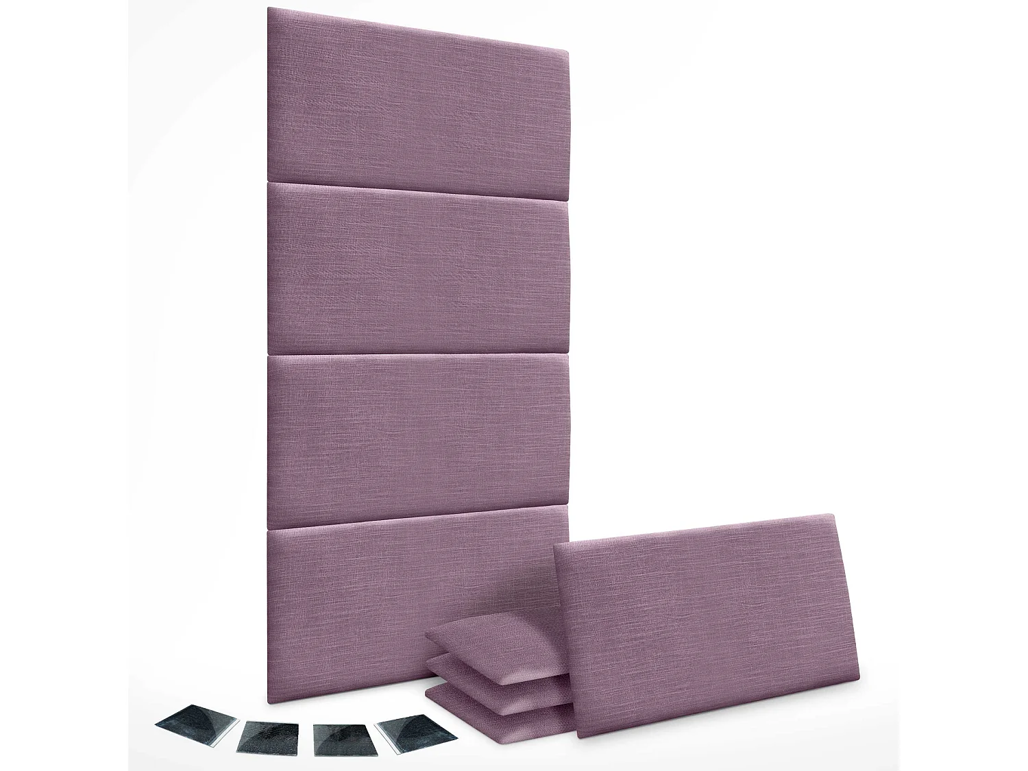 DHOME Ensemble de 8 Panneaux muraux en lin autocollants, absorption acoustique, protection contre les chocs et Têtes de Lit (Lilas, 60x40cm, x8)