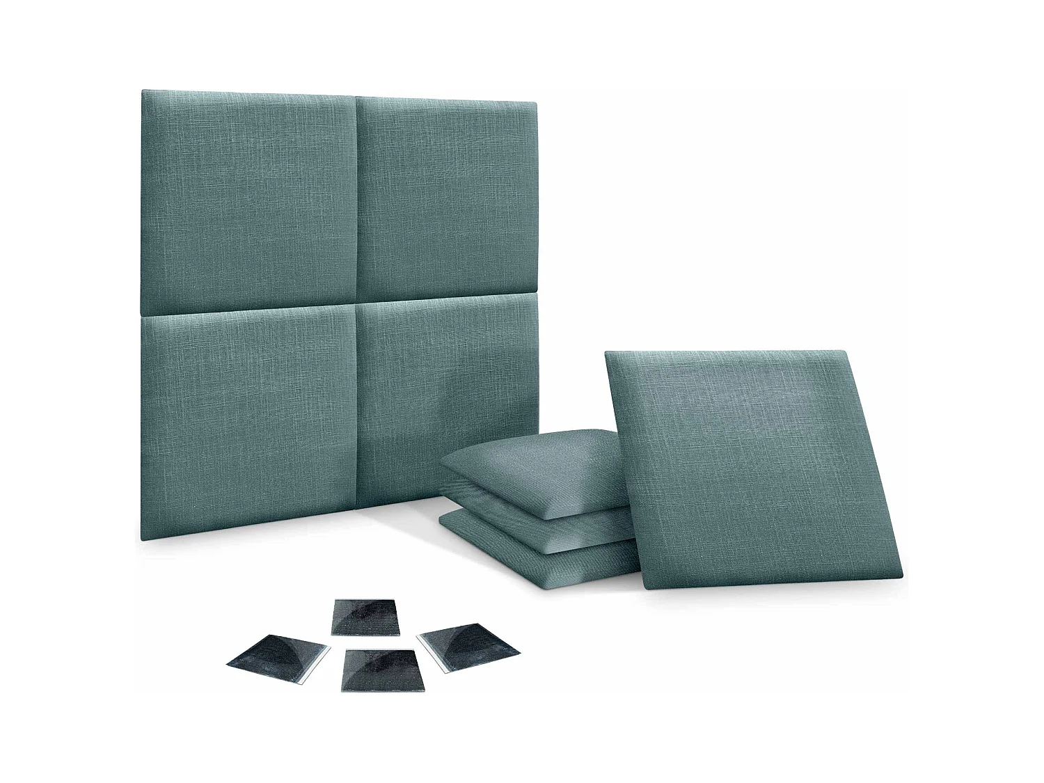 DHOME Set di 8 Pannelloi Rivestitoi in Lino Autoadesivo per Parete Fonoassorbentei Protettivoi dagli Impatti Testiera (Turchese, 50x50cm, x8)