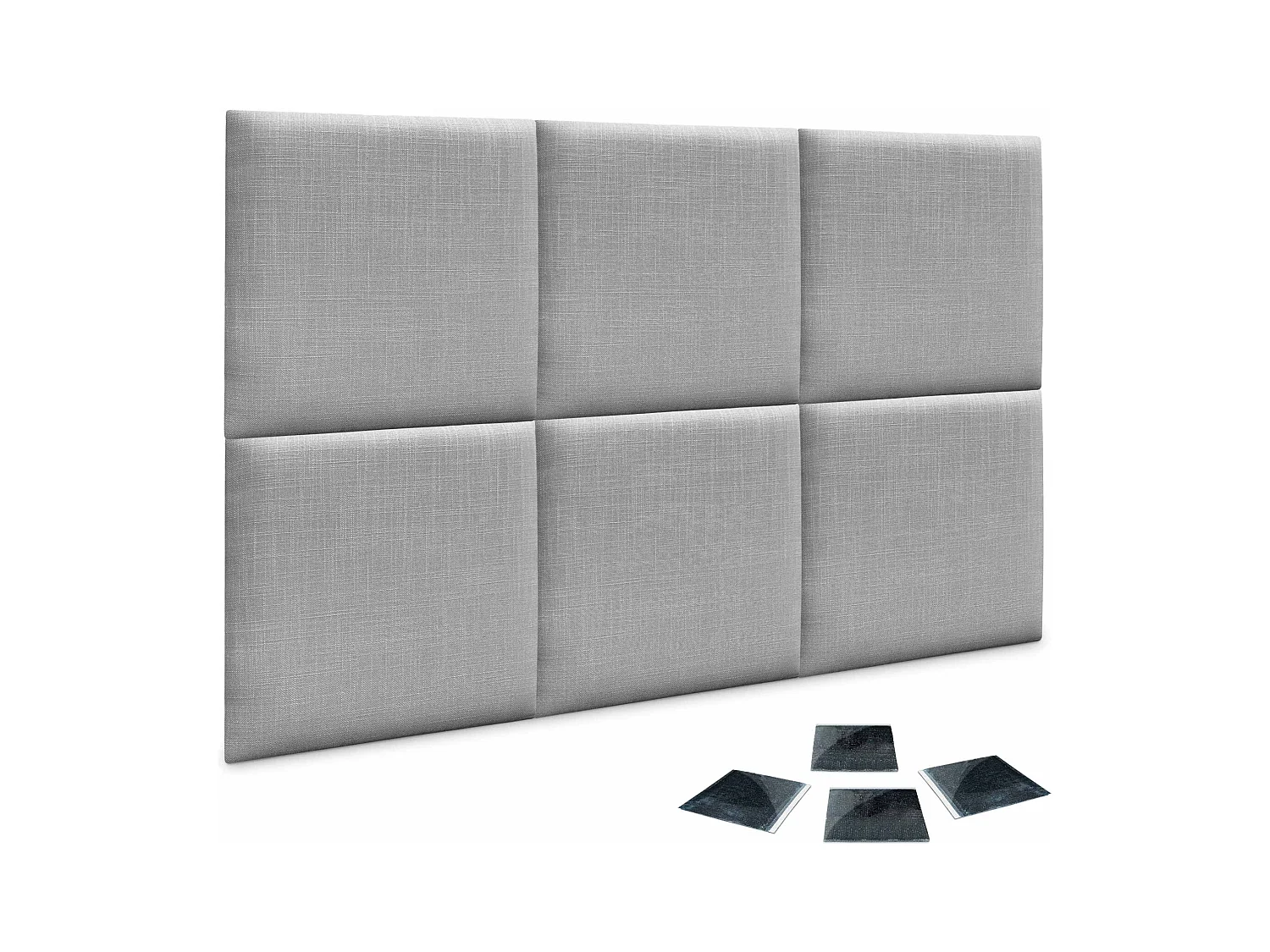 DHOME Ensemble de 6 Panneaux muraux en lin autocollants, absorption acoustique, protection contre les chocs et Têtes de Lit (Gris Clair, 50x50cm, x6)