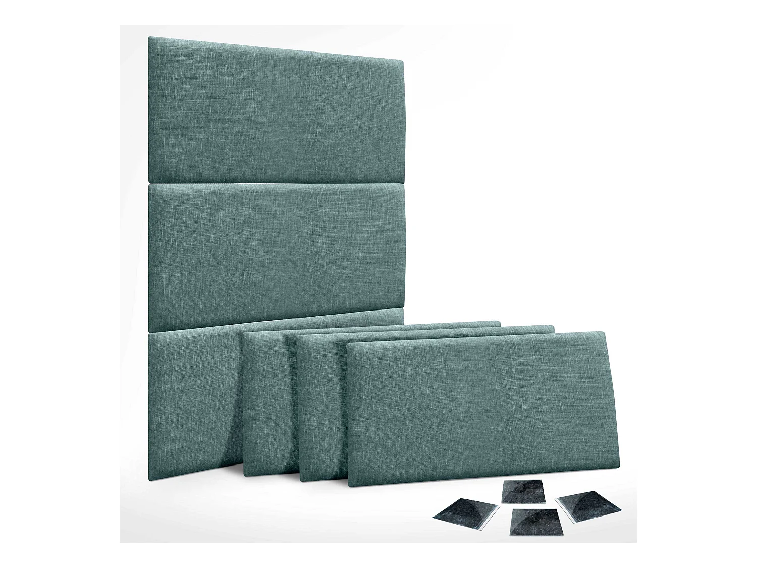 DHOME Ensemble de 6 Panneaux muraux en lin autocollants, absorption acoustique, protection contre les chocs et Têtes de Lit (Turquoise, 50x40cm, x6)