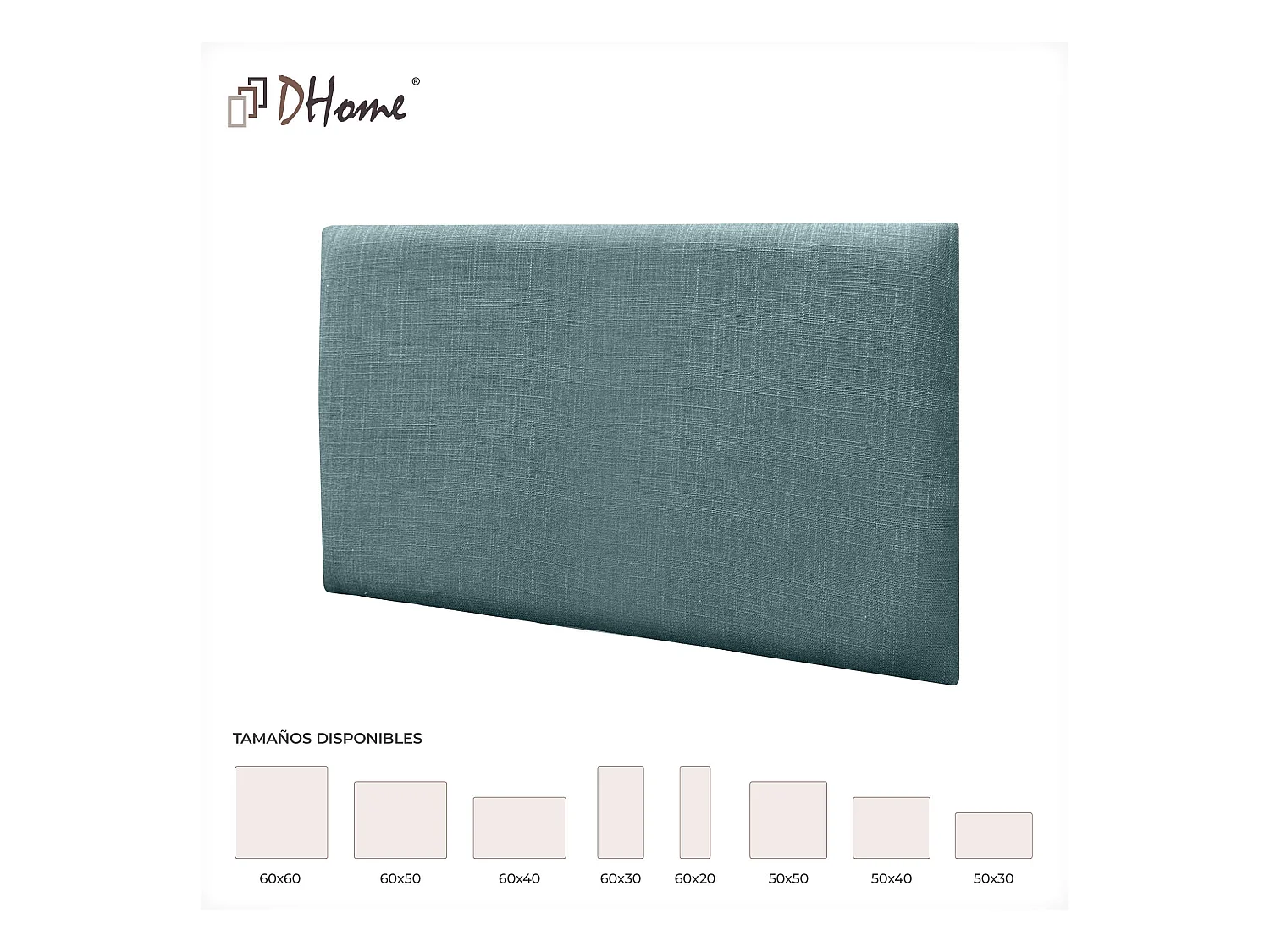 DHOME Ensemble de 6 Panneaux muraux en lin autocollants, absorption acoustique, protection contre les chocs et Têtes de Lit (Turquoise, 50x40cm, x6)