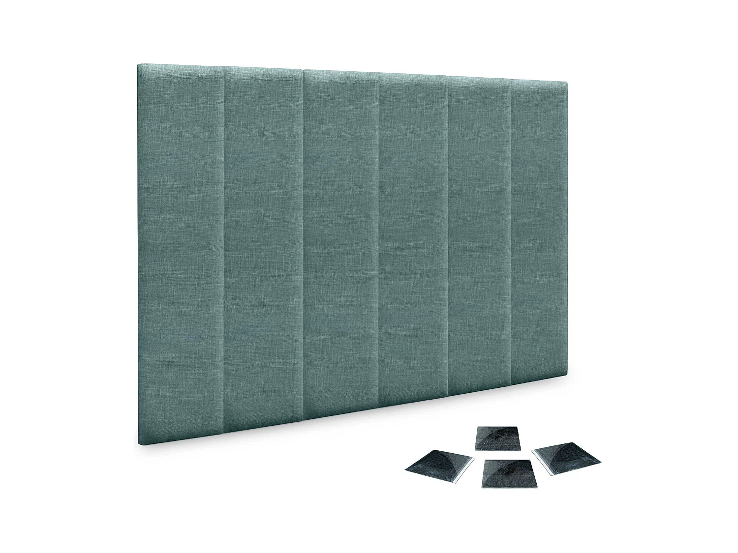 DHOME Ensemble de 6 Panneaux muraux en lin autocollants, absorption acoustique, protection contre les chocs et Têtes de Lit (Turquoise, 60x20cm, x6)