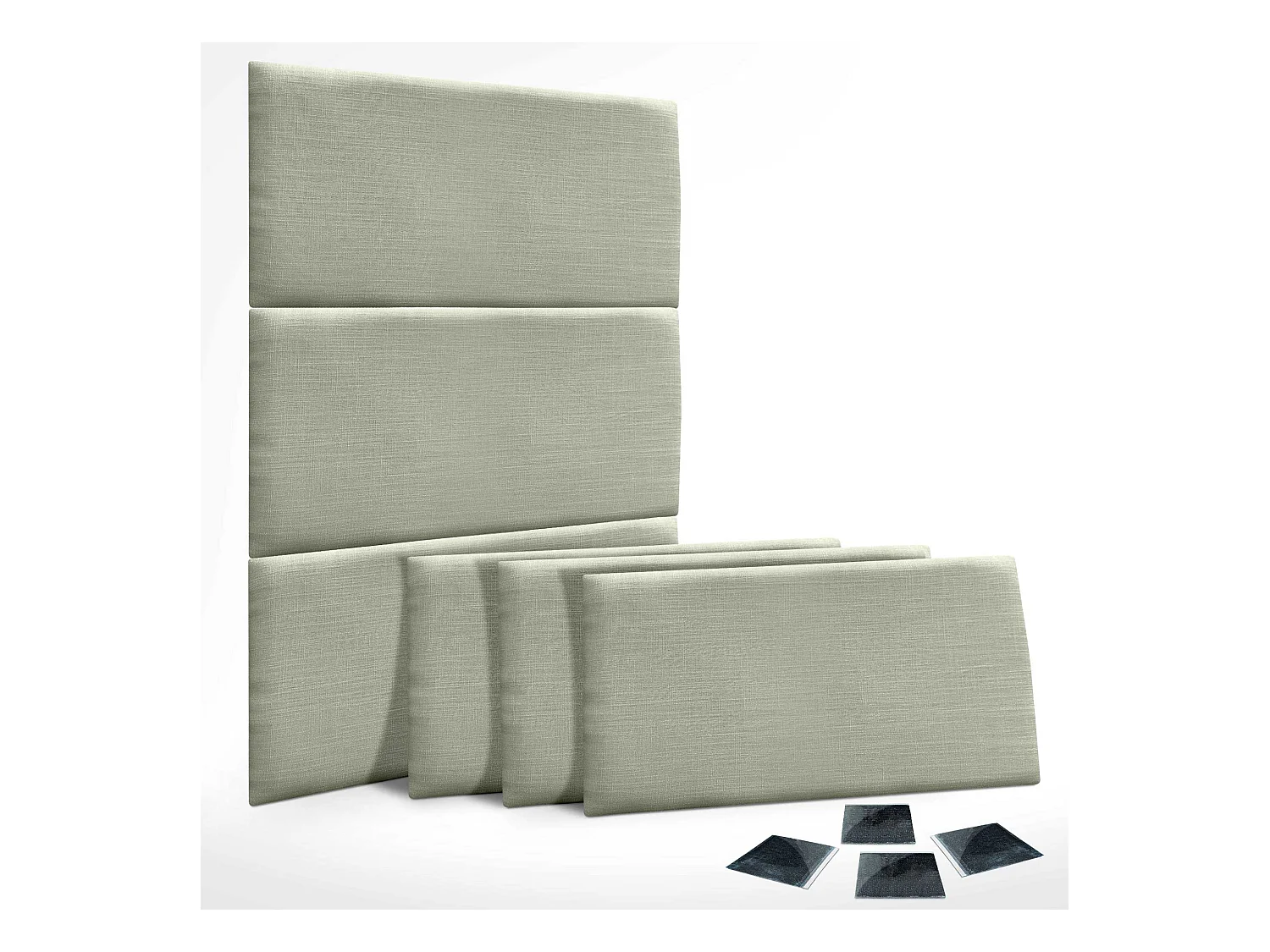 DHOME Ensemble de 6 Panneaux muraux en lin autocollants, absorption acoustique, protection contre les chocs et Têtes de Lit (Vert, 60x50cm, x6)