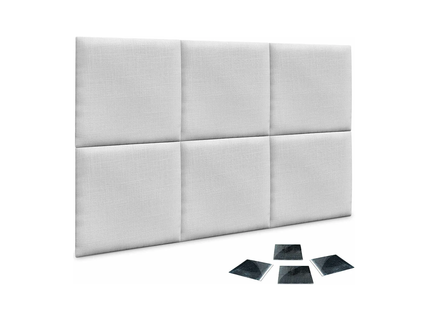 DHOME Ensemble de 6 Panneaux muraux en lin autocollants, absorption acoustique, protection contre les chocs et Têtes de Lit (Blanc, 60x60cm, x6)